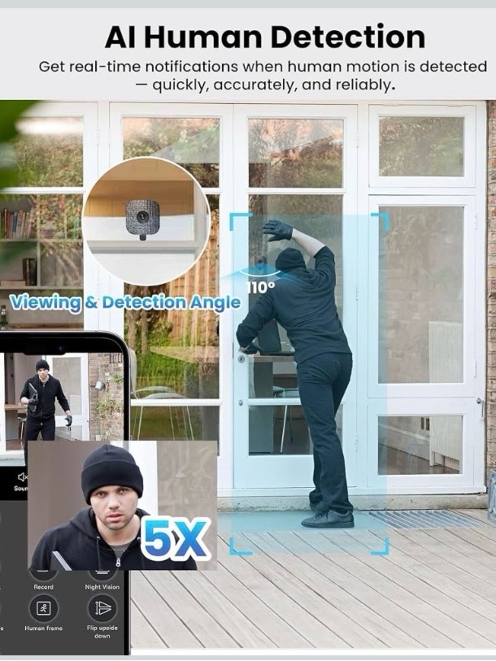 NEW - 2K Window Camera with 32GB Memory Card, 5GHz & 2.4GHz WiFi Indoor Cameras - Picture 3 of 7